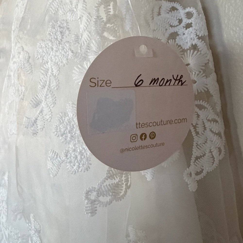 Nicolette’s Couture Christening Gown Lace Baptism Dress White 6 Months - Picture 7 of 12